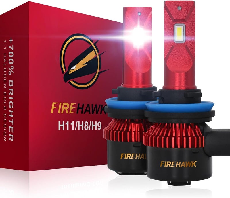 Firehawk H11/H8/H9/H16 Bulbs 50000LM Pure White 6000K Plug & Play IP68 Waterproof Fog Light, Pack of 2 - Image 1